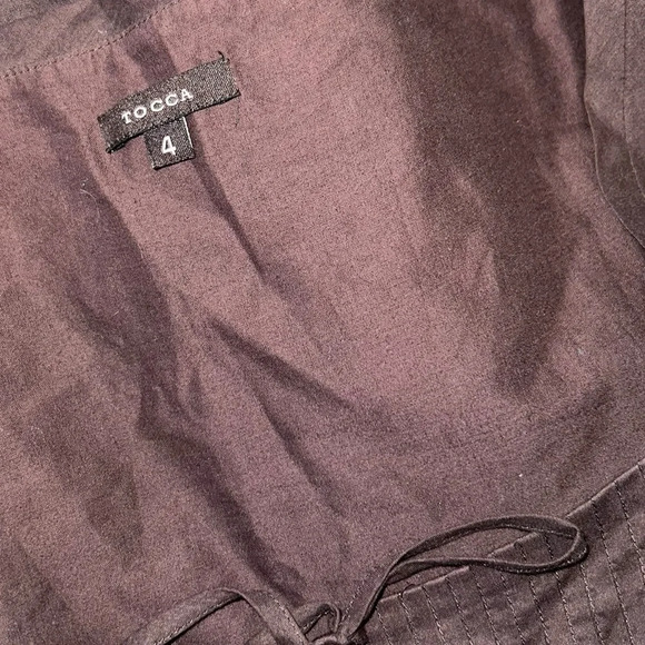 Tocca Brown Embroidered Midi Dress Tie Front | 4 - Picture 5 of 5